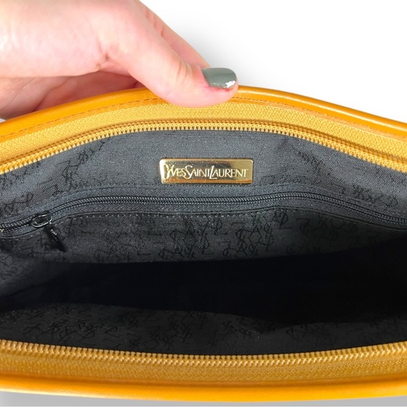 Vintage YSL Leather Woven Zip Pouch Clutch - Picture 8 of 13